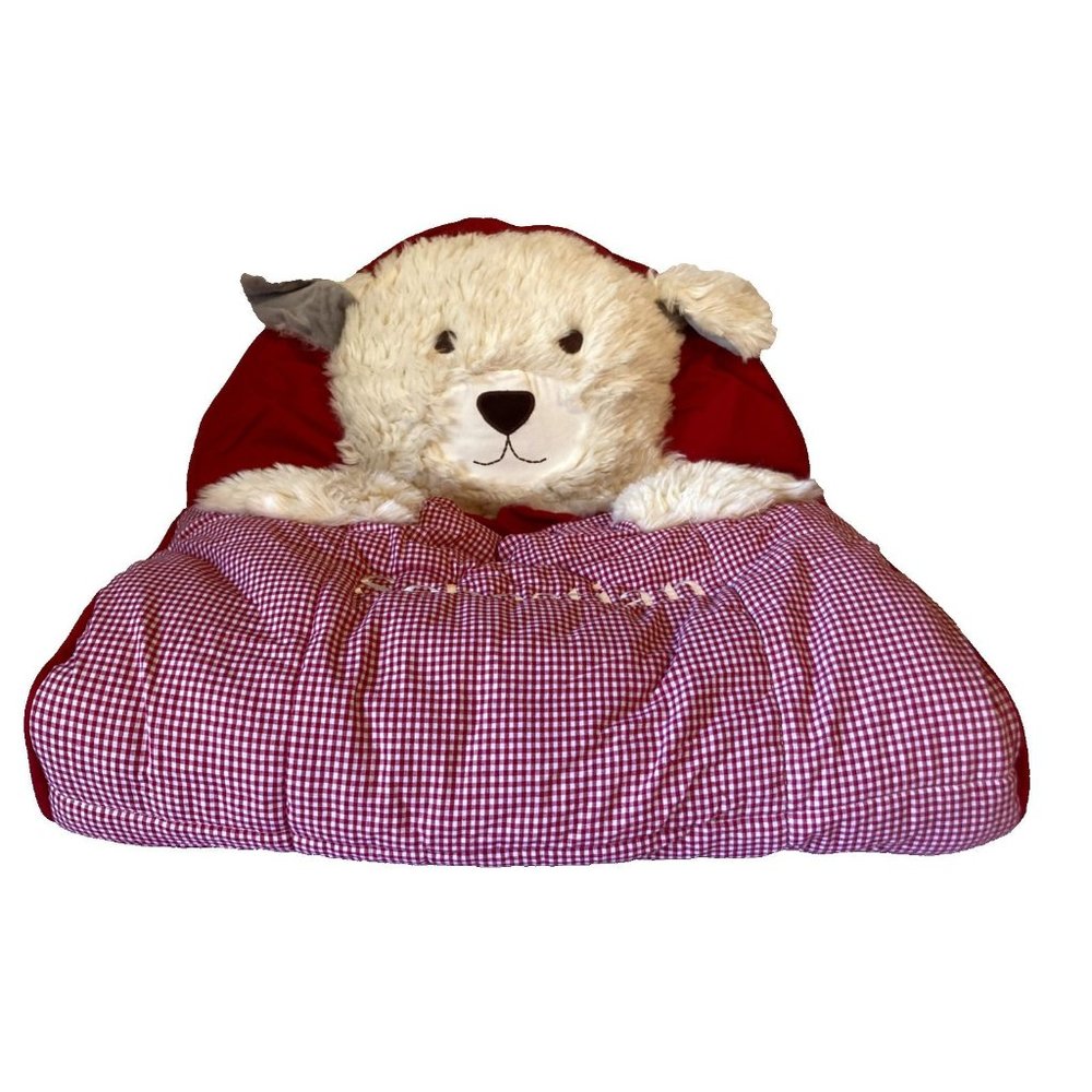 Pottery Barn Kids Shaggy Dog NWT Red Gingham Soft Sleeping Bag 72x29  Sebastian